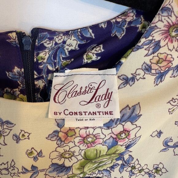 Vintage Classic lady floral dress & jacket size 18.5 Vibrant Midi length - Picture 6 of 10